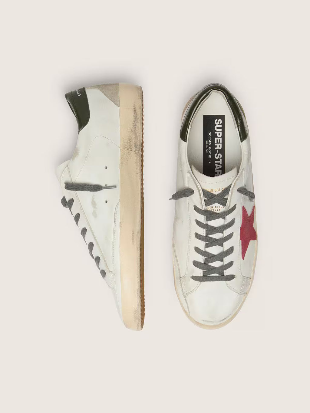 GOLDEN GOOSE — SUPER-STAR Red Star / Green Heel