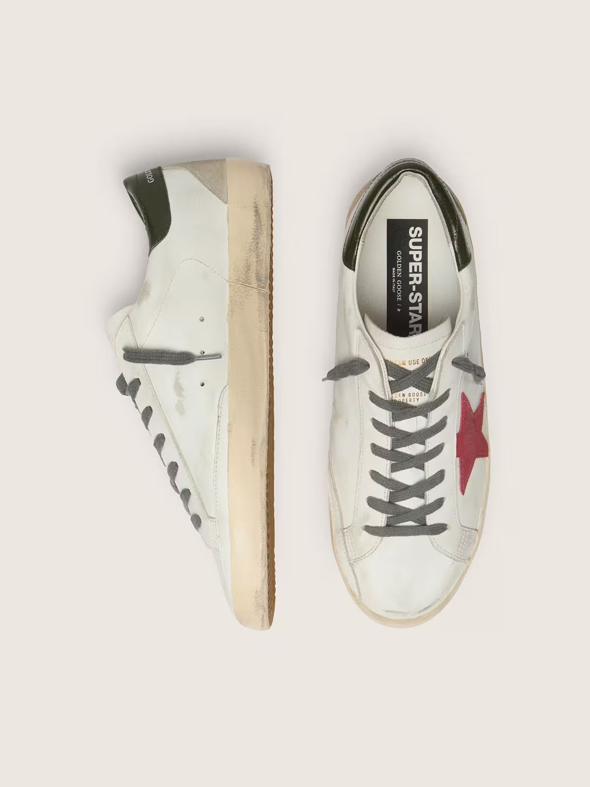 GOLDEN GOOSE — SUPER-STAR Red Star / Green Heel